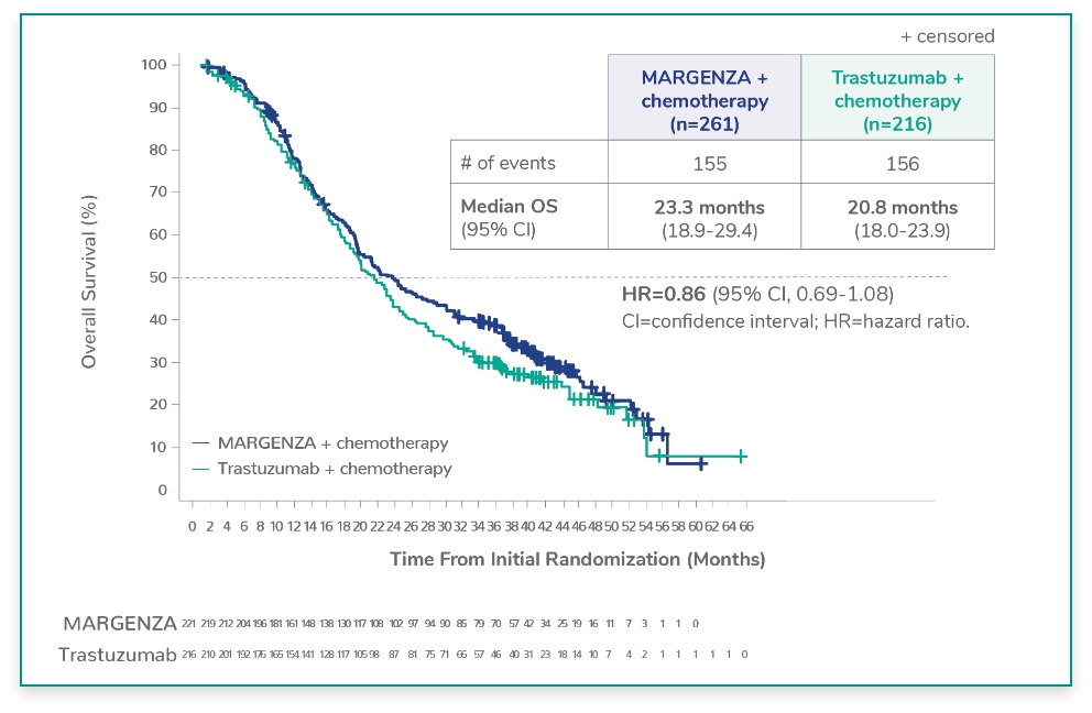 Median overall survival for CD16A FF or FV genotype